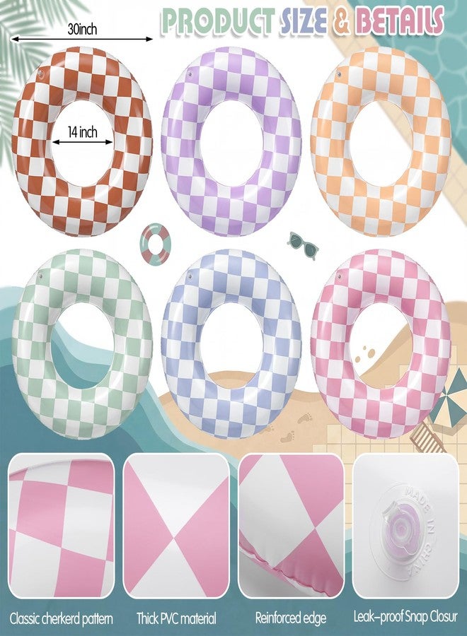 PullCrease مجموعة بول كريز المكونة من 6 قطع من عوامات حمام السباحة الأنبوبية القابلة للنفخ، 6 ألوان، حلقات سباحة موراندي مربعة، أنابيب حمام سباحة لحفلات توديع العزوبية الصيفية على الشاطئ، 30 × 14 بوصة - Image 2