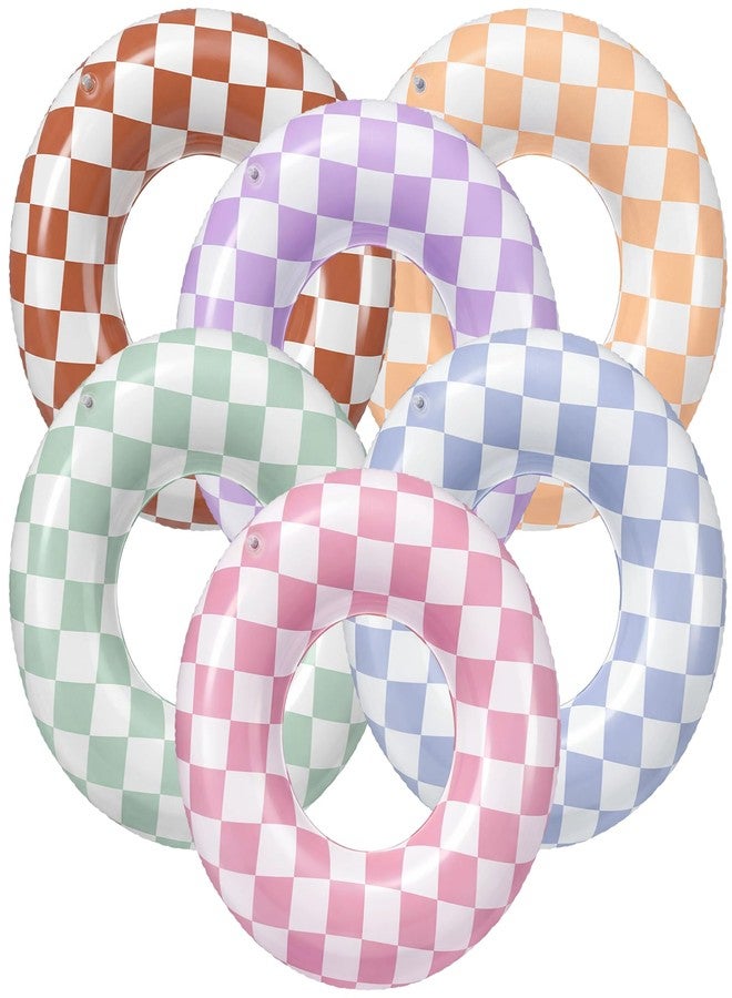 PullCrease مجموعة بول كريز المكونة من 6 قطع من عوامات حمام السباحة الأنبوبية القابلة للنفخ، 6 ألوان، حلقات سباحة موراندي مربعة، أنابيب حمام سباحة لحفلات توديع العزوبية الصيفية على الشاطئ، 30 × 14 بوصة - Image 1