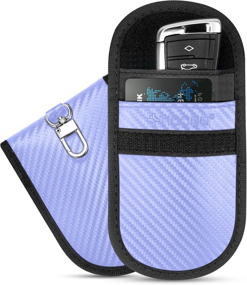 تيكون حقيبة فاراداي 2PK لمفتاح السيارة، 3.25 × 4.75 بوصة حماية قفص فاراداي، حجب إشارات RFID للسيارة، حقيبة مضادة للسرقة وعلبة مضادة للاختراق (أزرق، S) - Image 1