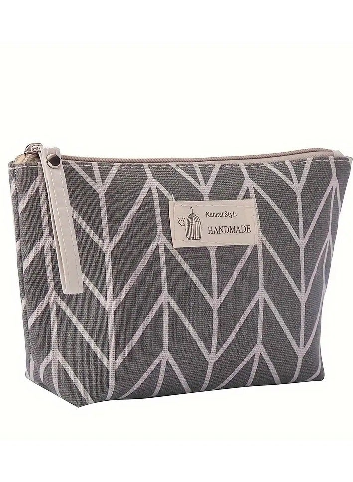 ORiTi Small & Roomy Canvas Cosmetic Bag: The Perfect Travel Makeup Bag for All Your Toiletries - Grey - Image 1