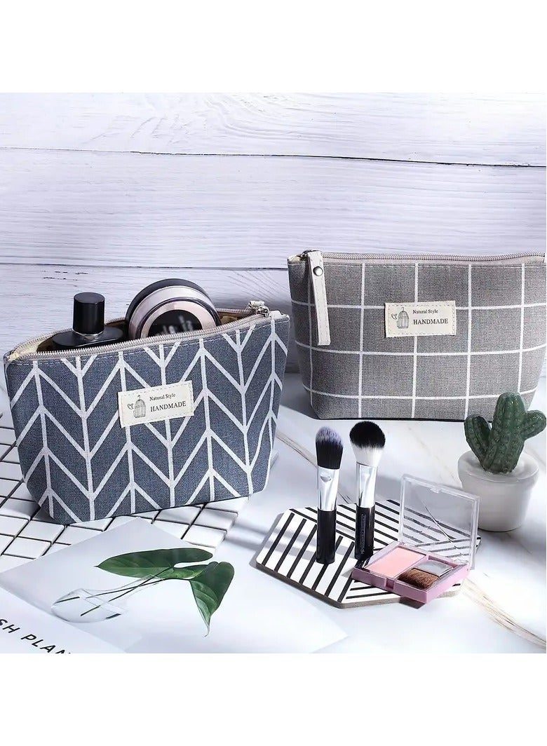 ORiTi Small & Roomy Canvas Cosmetic Bag: The Perfect Travel Makeup Bag for All Your Toiletries - Grey - Image 2