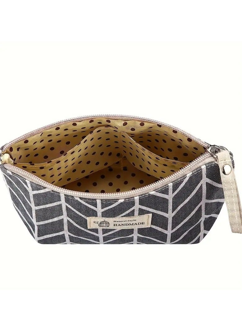 ORiTi Small & Roomy Canvas Cosmetic Bag: The Perfect Travel Makeup Bag for All Your Toiletries - Grey - Image 5