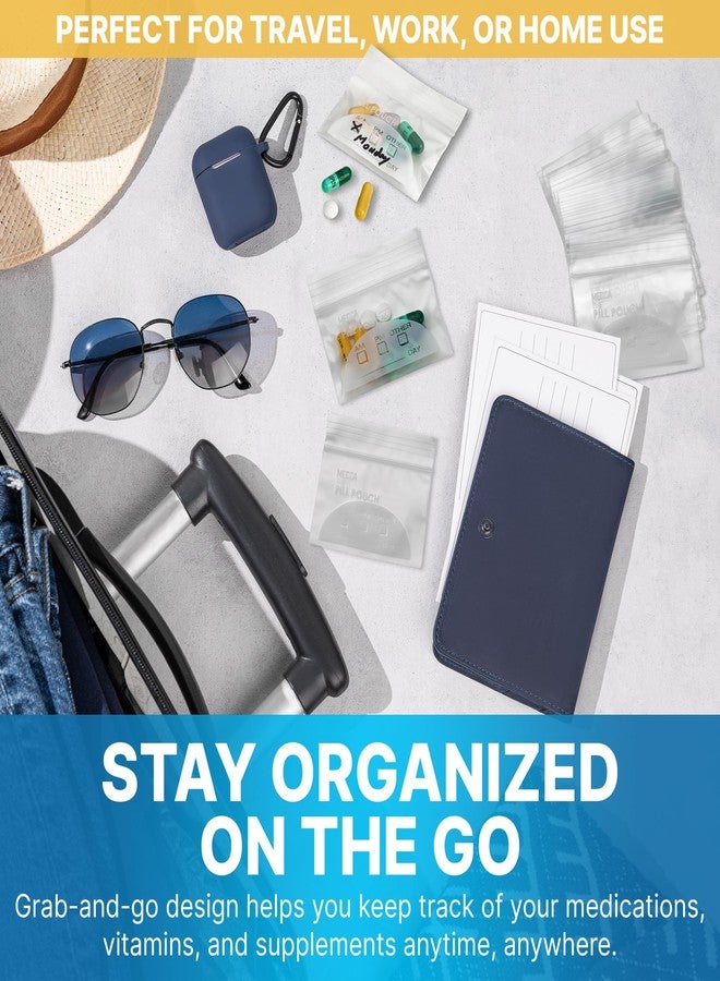 MEDca Pill Pouch Bags - (Pack of 600) 3" x 2.75" - BPA Free, Poly Bag Disposable Zipper Pills Baggies, Daily AM PM Travel Medicine Organizer Storage Pouches, Best Clear Reusable with Write-on Labels - Image 3