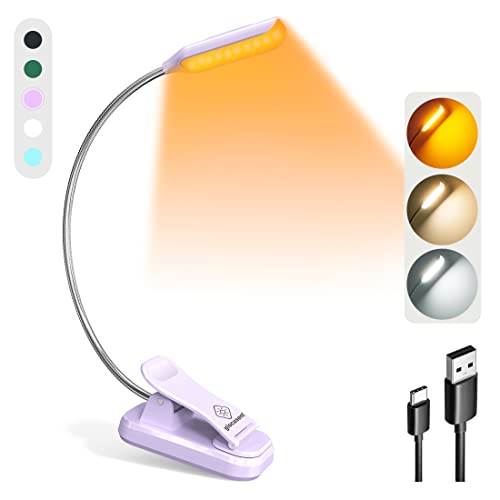 Glocusent Willow Book Light for Reading in Bed, 10LED Bright Reading Light, 3 Colors & 3 Brightness, Rechargeable ,Lasts for 80hr, Lightweight Clip on Book Light, Perfect for Book Lovers - Image 1