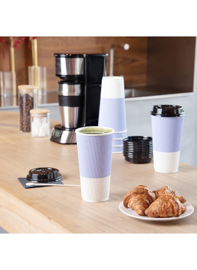 Restaurantware Restaurantware 20 Ounce Ripple Insulated Coffee Cups, 250 Double Wall Corrugated Tumblers, Sustainable Light Purple Paper Design, Ribbed Surface, Secure Grip, Matching Lids Sold Separately  - Image 3