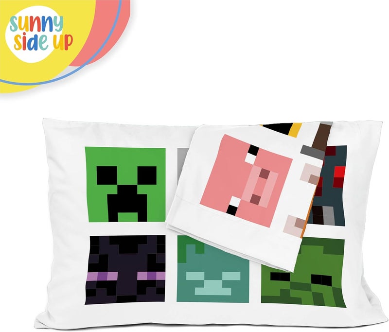 Sunny Side Up Minecraft Mobs & Animals 2 Pack Reversible Pillowcases - Double Sided Pillow Covers, Kids Super Soft Creeper Bedding - Image 5