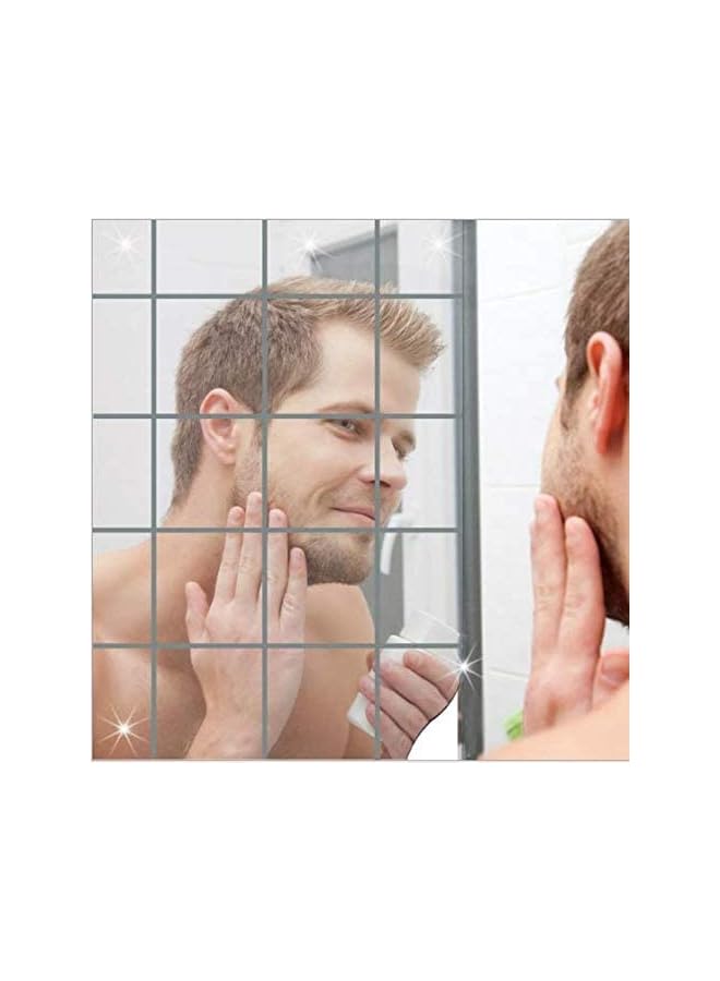 PROMASS 16pcs Square Mirror Tile Wall Stickers 3d Decal Mosaic Diy Home Room Decoration - Image 2