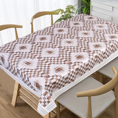 Oriental Weavers OrientalWeavers PVC Dining Table Cover - 54 x 78 in, 6 Seater Table Protector Cover - Rectangle Shape Table Cover with White Side Trim Lace, Sky Blue - Image 1