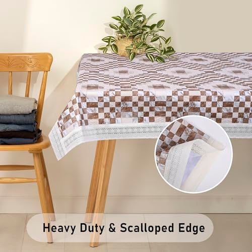 Oriental Weavers OrientalWeavers PVC Dining Table Cover - 54 x 78 in, 6 Seater Table Protector Cover - Rectangle Shape Table Cover with White Side Trim Lace, Sky Blue - Image 2