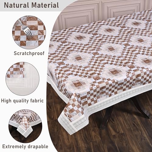 Oriental Weavers OrientalWeavers PVC Dining Table Cover - 54 x 78 in, 6 Seater Table Protector Cover - Rectangle Shape Table Cover with White Side Trim Lace, Sky Blue - Image 3