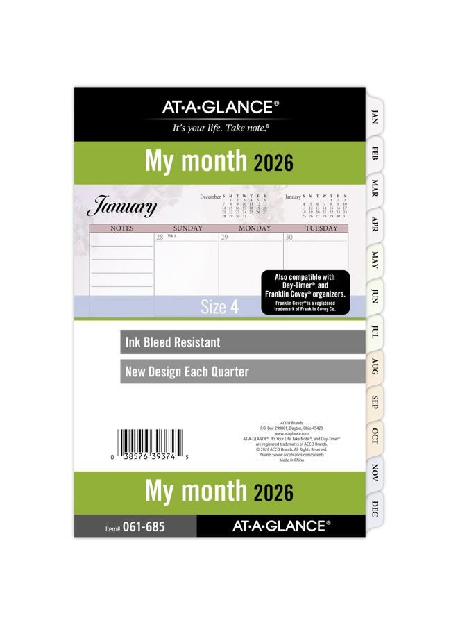 AT-A-GLANCE 2026 Planner Refill, Monthly, 5.5" x 8.5", Desk Size 4, Loose-Leaf, Unruled Blocks, Nature (061-685-26) - Image 1