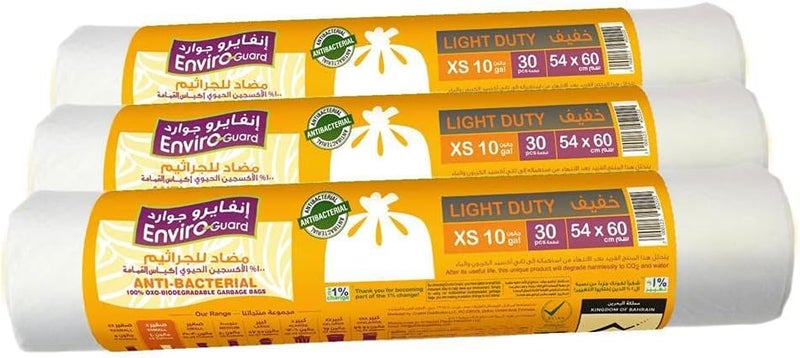 Enviro Guard Anti-Bacterial Oxo Biodegradable Garbage Bags - 38 Liters, 90 Count (3 Rolls) - Image 1