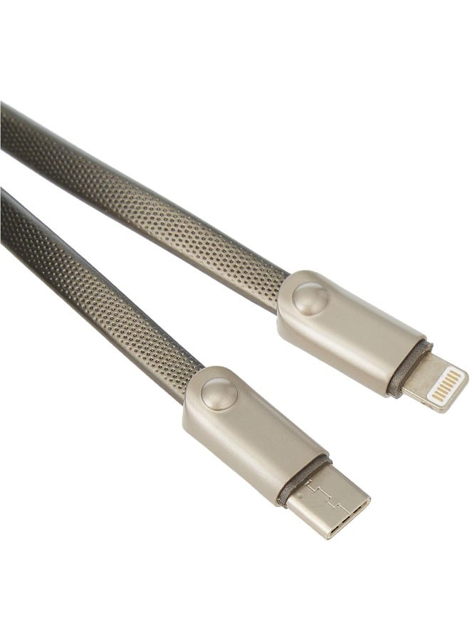 OSHTRACO كابل شحن 2 في 1 لهواتف Type C و IOS، طول الكابل 1.2 متر، فضي - Image 1