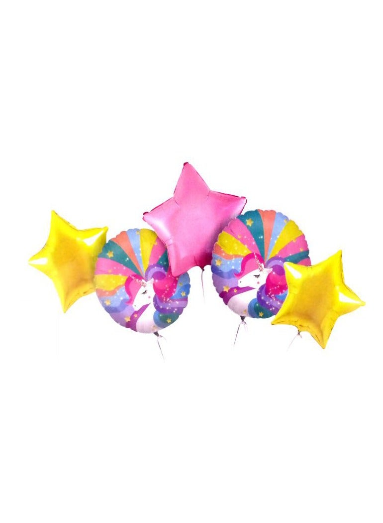PARTY FUN Foil Balloon 18"UNICORN 5Pcs Card  - Image 1