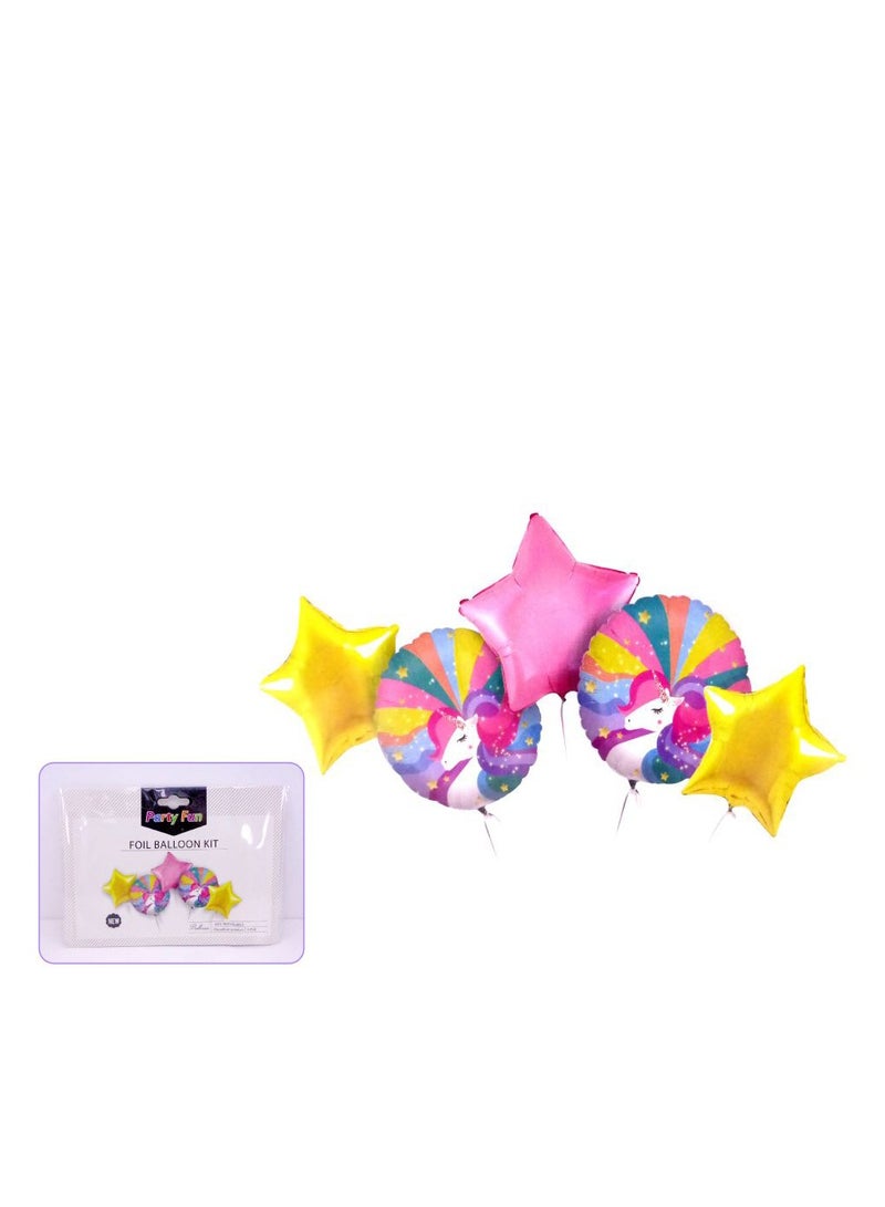 PARTY FUN Foil Balloon 18"UNICORN 5Pcs Card  - Image 2