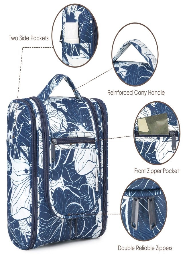 Narwey Hanging Travel Toiletries Bag Toilet Bag Cosmetic Make up Organizer for Women and Men (Medium, Blue Lotus) - Image 4