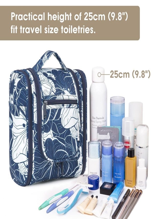 Narwey Hanging Travel Toiletries Bag Toilet Bag Cosmetic Make up Organizer for Women and Men (Medium, Blue Lotus) - Image 5