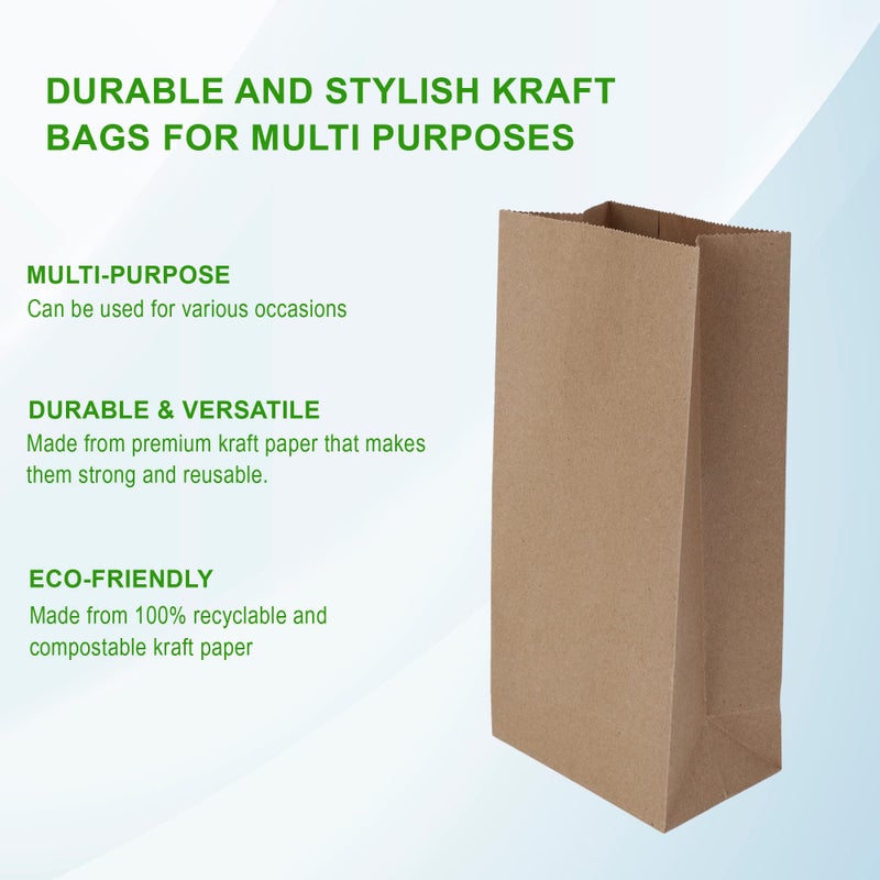 e kysa basics Brown Kraft Paper Carry/Gift/Cloth/Grocery Recycled Eco Friendly Bags - 5 * 3 * 10 inches Pack of 15 pcs - Image 3