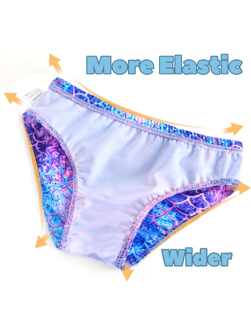 TENVDA Girls Swimsuit Size 5-6 Years Old Pink Blue Mermaid Scale 2-Piece Long Sleeve Rash Guard Swimwear Bathing Suits - Image 5