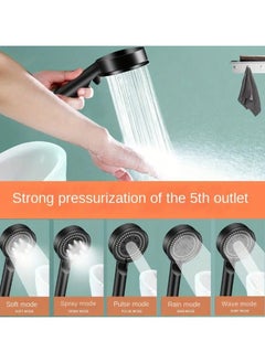روزينو رأس دش عالي الضغط مع 5 إعدادات رش-تدفق ماء قابل للتعديل، تصميم مثبت على الحائط، فوهات سيليكون لتجربة دش معززة  - Image 4