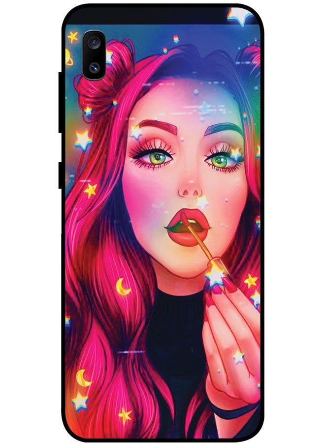 EYE CATCH Protective Case Cover For Samsung Galaxy A20 Smart Series Printed Protective Case Cover for Samsung A20 Girl Making Lipstick - Image 1