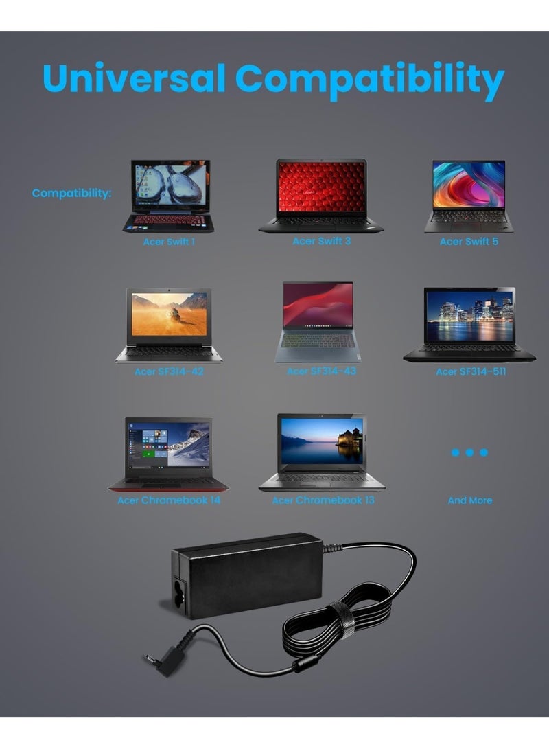 Terabyte شاحن محول 45 واط لأيسر 19 فولت 2.37 أمبير 3.0x1.1 مم لأجهزة اللابتوب أسباير 1 3 5 سلسلة A315-23-A8GY A115-32 A314-22 A514-55 A517-52 مع كابل شحن - Image 3