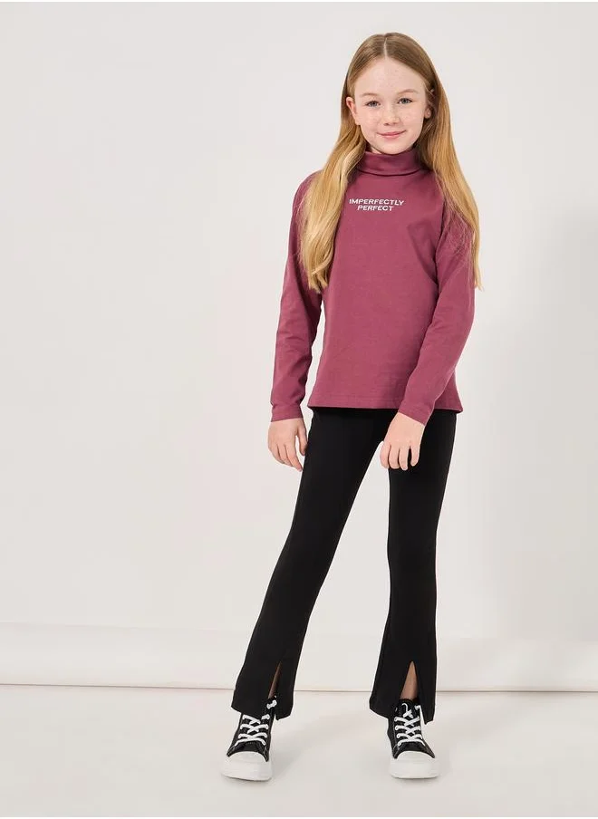 Styli Styli Front Split Detail Solid Leggings