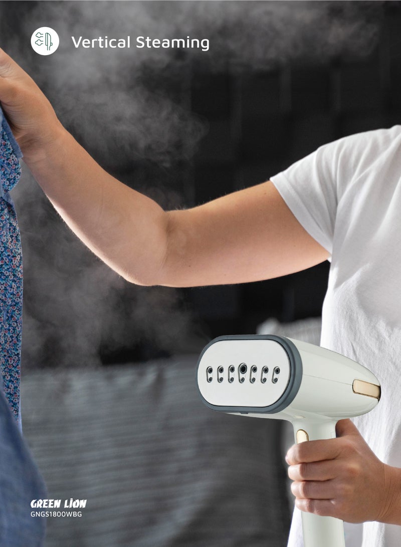 GREEN LION Garment Steamer 1800W with 20min Powerful Steaming & Efficient 32g Steam Flow / 350ml Water Tank Capacity / 35sec Fast Heating / Anti-Dry Burning / Stainless Steel Head / Gentle Fabric Care / Overheat Protection / Ergonomic Design - Beige - Image 4