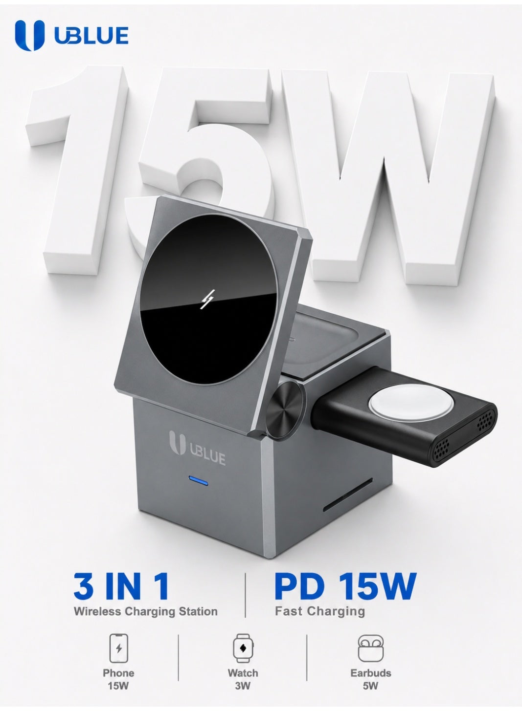 يو بلو Ublue 3-in-1 Wireless Charger wireless 15W
