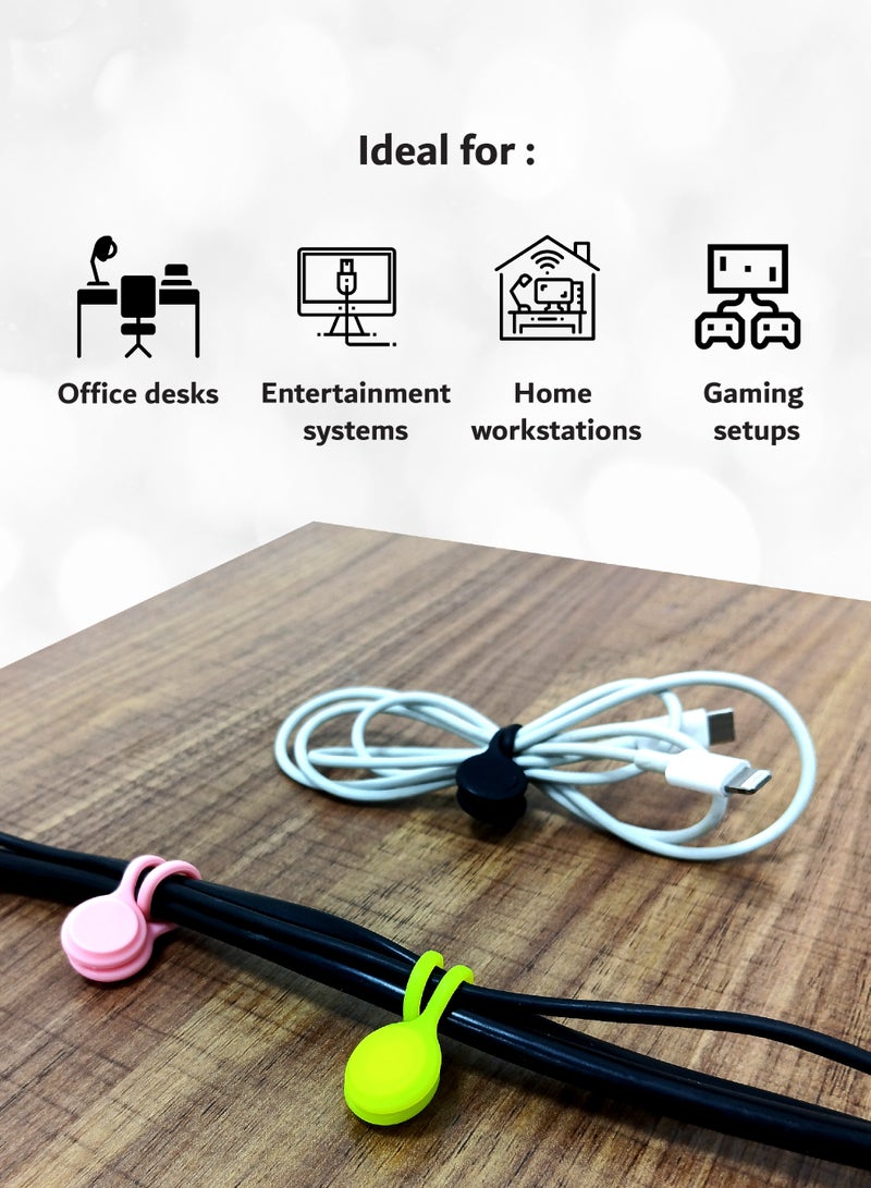 هاي-تيك حامل ومنظم الكابلات، حل إدارة الكابلات للمنزل والمكتب، حامل أسلاك متين وقابل لإعادة الاستخدام - Image 3