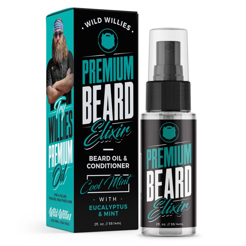 Wild Willies Premium Beard Oil  Conditioner Natural Organic Ingredients Promote Fast Beard Growth Removes Itch  Dandruff  Deep Softener Treatment Restores Moisture  2 Oz Cool Mint Scent