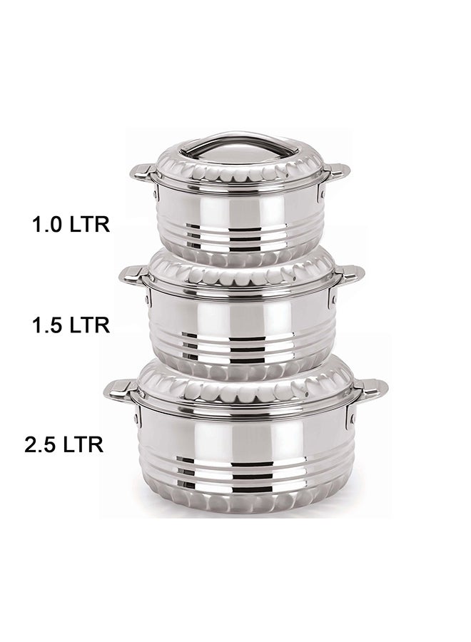 STAINLESS STEEL HOTPOT 1000+1500+2500 ML -3PC SET - Image 2