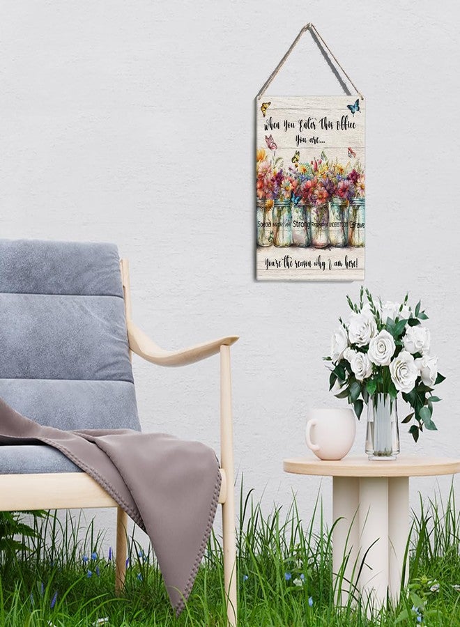 GUDIAO Colorful Flowers Office Signs Wall Decor Rustic When You Enter This Office You are Respected Wooden Hanging Sign Decoration for Home Office Door 8 x 10 - Image 5