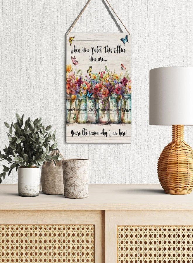 GUDIAO Colorful Flowers Office Signs Wall Decor Rustic When You Enter This Office You are Respected Wooden Hanging Sign Decoration for Home Office Door 8 x 10 - Image 3
