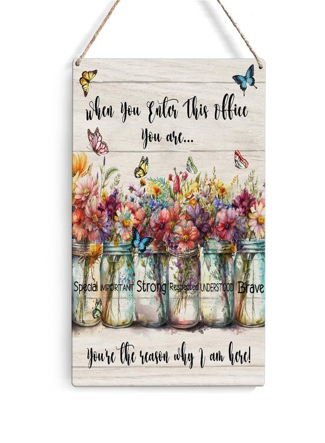 GUDIAO Colorful Flowers Office Signs Wall Decor Rustic When You Enter This Office You are Respected Wooden Hanging Sign Decoration for Home Office Door 8 x 10 - Image 1