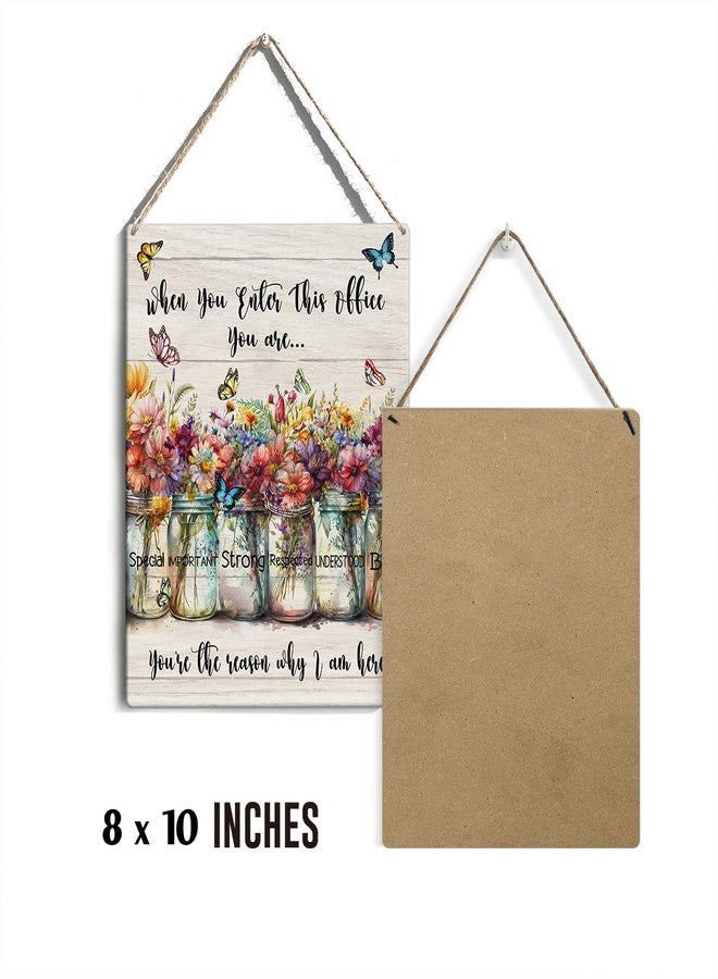 GUDIAO Colorful Flowers Office Signs Wall Decor Rustic When You Enter This Office You are Respected Wooden Hanging Sign Decoration for Home Office Door 8 x 10 - Image 2