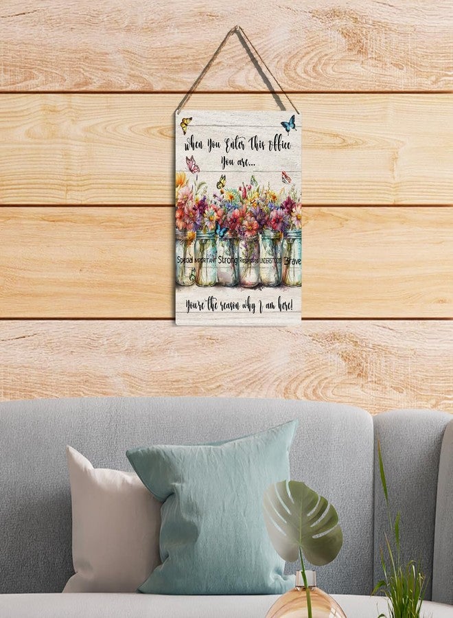 GUDIAO Colorful Flowers Office Signs Wall Decor Rustic When You Enter This Office You are Respected Wooden Hanging Sign Decoration for Home Office Door 8 x 10 - Image 4