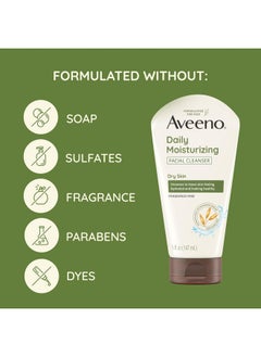 Aveeno Aveeno Daily Moisturizing Facial Cleanser for Dry Skin, Hydrating Acne Face Wash with Soothing Oat for soft & Supple Skin, Free of Parabens, Sulfates, Fragrance, Dyes & Soaps, 5 fl. oz, 3 Pack  - Image 4