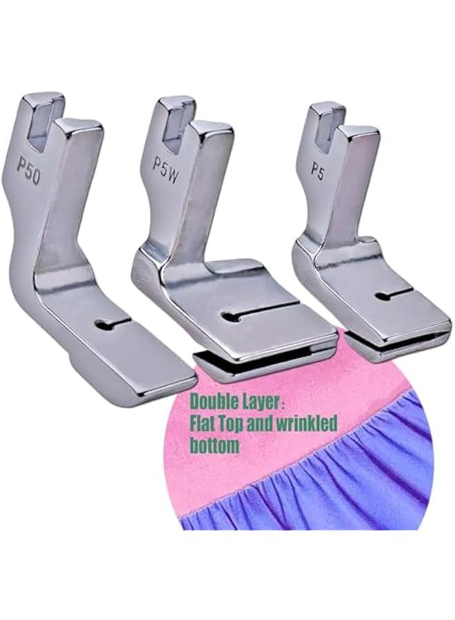 3PCS Piping Sewing Machine Presser Foot, Latest Ruffler Double Gathering Pleated Shirring Industrial Presser Foot Fits Most Sewing Machines - Image 1