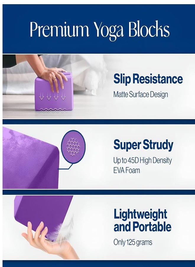 مكعبات اليوغا | مكعبات تمارين | سطح ناعم مانع للانزلاق بحواف مشطوفة لليوغا، والبيلاتس، والتأمل | ملحقات يوغا لتحقيق الثبات والتوازن وتعميق التمدد | خفيفة الوزن، مقاومة للروائح، خالية من اللاتكس - عبوة من قطعتين - Image 3