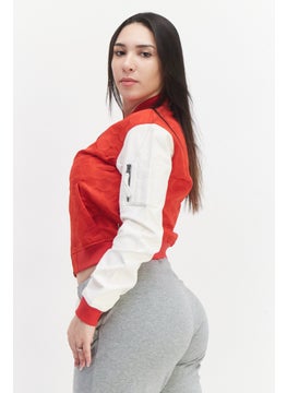 CONVERSE Women Sportswear Fit Long Sleeves Walking Jacket, Red  - Image 2