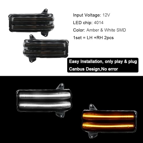 ROCCS Sequential Amber Turn Signal Switchback LED Side Tow Mirror Marker Light White DRL Parking Lights fit for 2020 2021 2022 2023 2024 2025 2026 Chevy Silverado/GMC Sierra 2500 3500,Smoked Lens - Image 2