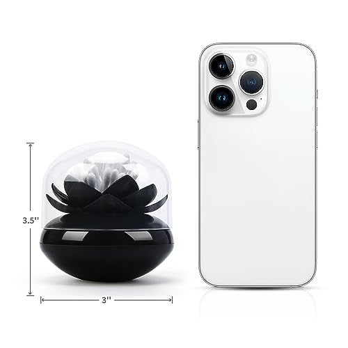 Bloss Lotus Cotton Swab Holder Cotton Swabs Bud Small QTips Box Toothpicks Container Flower Bathroom Decor - Black - Image 5