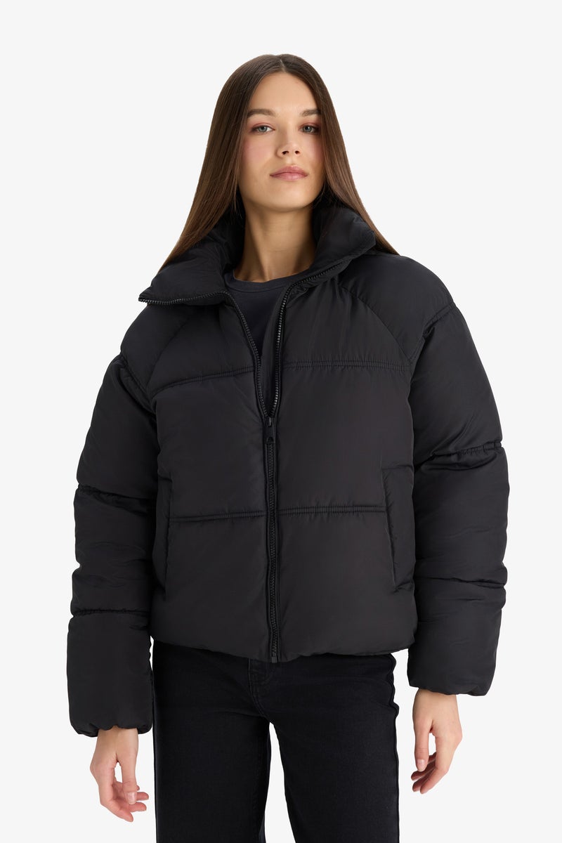 DeFacto Black Woman Waterproof Regular Fit Puffer Jacket Casual - Image 4