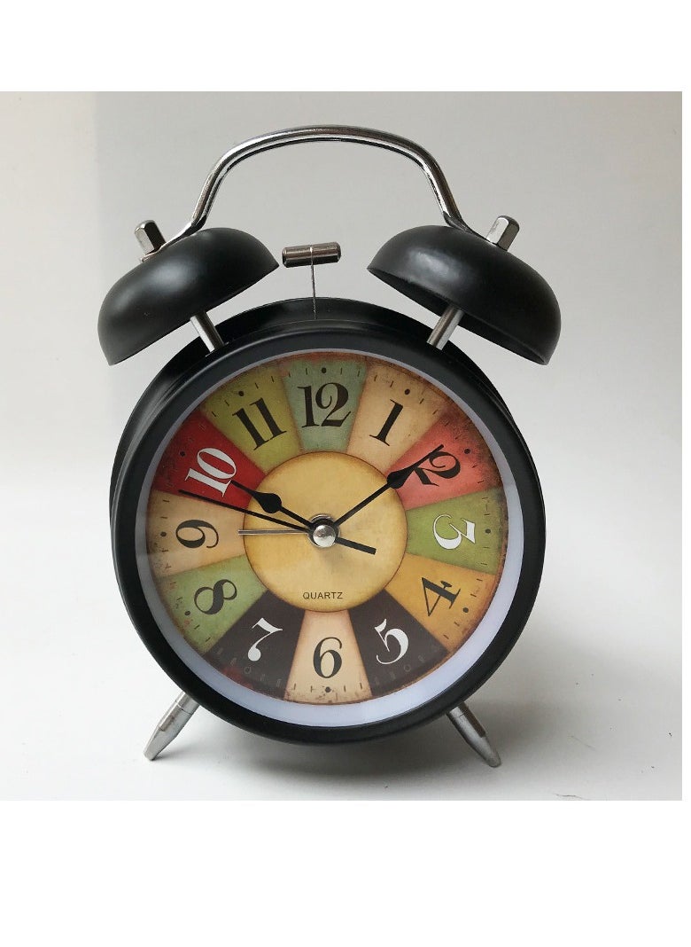 KUYING - Metal Spray Alarm Clock Night Light Creative Ringing Children's Student Seat Clock - Image 1