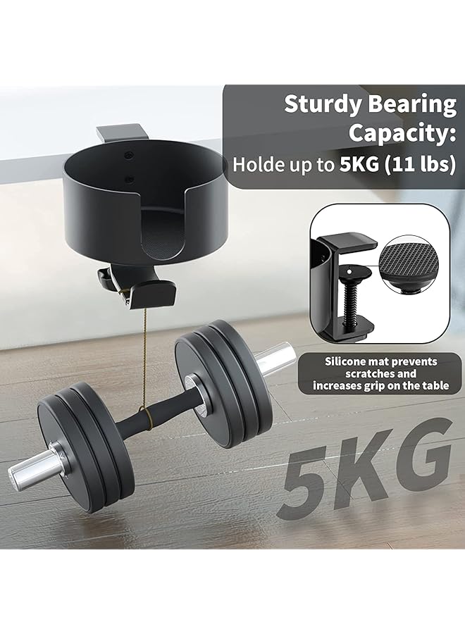 erorex Desk Cup Holder Anti Spill Cup Holder Clamp 2 In 1 Desk Cup Holder With Rotatable Headphone Hanger Holder Clip On Cup Holder Easy Installation For Water Bottles Backpack Cup  - Image 4