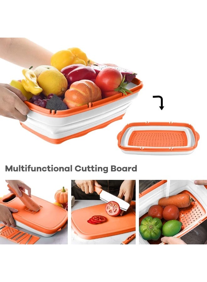 Gintan Gintan Collapsible Cutting Board, 9-in-1 Multifunctional Cutting Board, with Colander, for BBQ Prep/Picnic/Camping  - Image 5