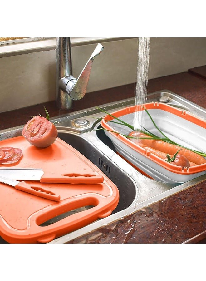 Gintan Gintan Collapsible Cutting Board, 9-in-1 Multifunctional Cutting Board, with Colander, for BBQ Prep/Picnic/Camping  - Image 3