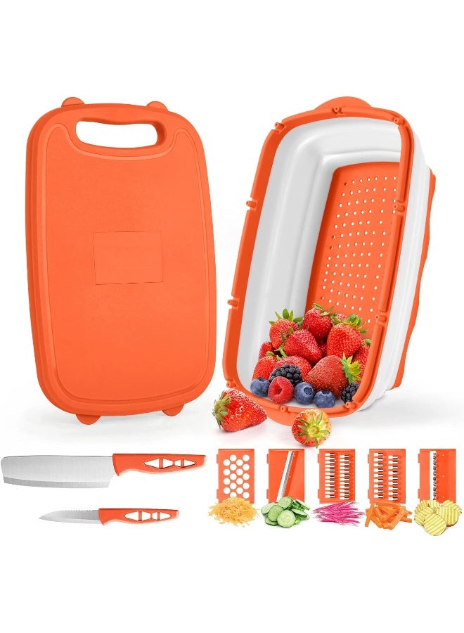 Gintan Gintan Collapsible Cutting Board, 9-in-1 Multifunctional Cutting Board, with Colander, for BBQ Prep/Picnic/Camping  - Image 1