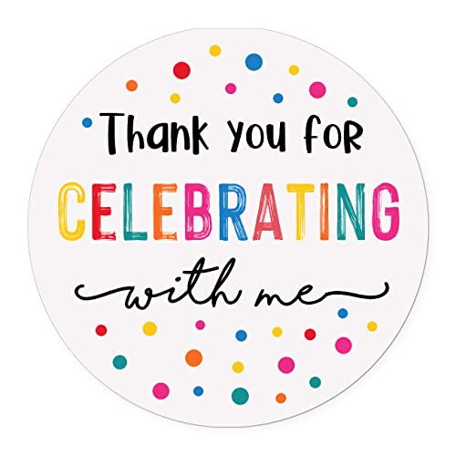 YYDESN 120PCS Thank You for Celebrating with Me Stickers Party Favor Labels for Birthday Party Graduation Baby Shower Bridal Shower Gift Packaging Candy Bags Envelope Seals16inch - Image 1